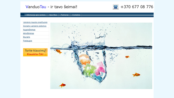 Vandens valymo sistemų, montavimas, priežiūra.