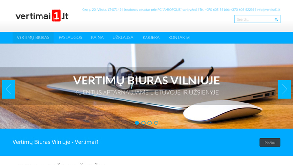Vertimai tik 5 € / dok. VILNIUJE prie AKROPOLIO + nemokamas parkavimas!