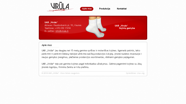 UAB "Virūla" - Kojinės, puskojinės. Gamyba ir prekyba.