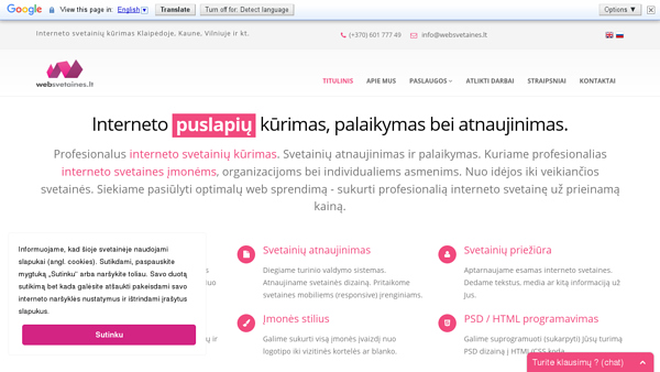 Web svetainių, puslapių kūrimas. Nemokamos svetianės. SEO optimizacija.