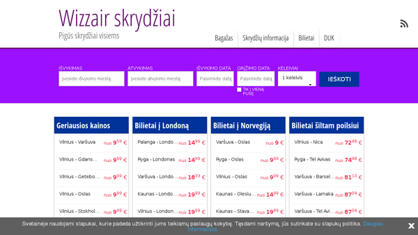 Wizzair Skrydžiai