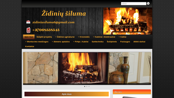 Židinių šiluma, židiniai, ugniakurai, katilai, kaminai